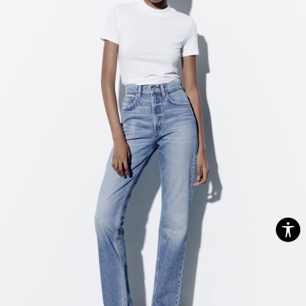 Zara High Rise TRF Straight Leg Jeans